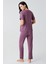 Dantelli Kısa Kollu Esnek Viskoz Pijama Takım 17204 3
