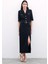 Yırtmaçlı Kemerli Uzun Etek - Siyah 4