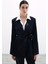 Broşlu Uzun Ceket - Siyah 1