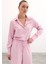 Desenli Düz Klasik Gömlek - Pudra 1