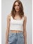 Kare Yaka Beyaz Crop Top 1612657-70057 2