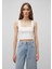 Kare Yaka Beyaz Crop Top 1612657-70057 3