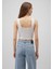 Kare Yaka Beyaz Crop Top 1612657-70057 4