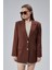 Kadın Oversize Düz Kesim Astarlı Dokuma Blazer Ceket 2