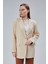 Kadın Oversize Düz Kesim Astarlı Dokuma Blazer Ceket 3