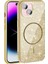 Apple iPhone 15 Kılıf Magsafe Şarj Özellikli Parlayan Simli Okso Kapak - Gold 2