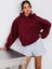Kapüşonlu Içi Polar Bordo Unisex Oversize Hoodie Sweatshirt 2