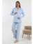 Önden Düğmeli Hamile Lohusa Uzun Kol Pijama Takımı 2