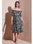 Desenli Oversize Fit Carmen Yaka Büzgü Detaylı Midi Boy Elbise Bayan Elbise 6782169 1
