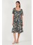 Desenli Oversize Fit Carmen Yaka Büzgü Detaylı Midi Boy Elbise Bayan Elbise 6782169 5