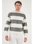 Pamuklu Çizgili Regular Fit Bisiklet Yaka Sweat Erkek Sweat 5905790 4
