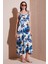 Desenli Oversize Fit Bağlamalı Ip Askılı Yuvarlak Yaka Midi Boy Elbise Bayan Elbise 5869022 1