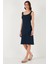 Streç Slim Fit Kare Yaka Kalın Askılı Midi Boy Elbise Bayan Elbise 5866102 3