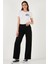 Pamuklu Standart Fit Yüksek Bel Geniş Paça Pantolon Bayan Pantolon 668YP5344 1