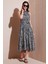 Desenli Regular Fit Halter Yaka Kemerli Midi Boy Elbise Bayan Elbise 6772030 2