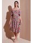 Desenli Oversize Fit Carmen Yaka Büzgü Detaylı Midi Boy Elbise Bayan Elbise 67810557 2
