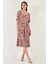 Desenli Oversize Fit Carmen Yaka Büzgü Detaylı Midi Boy Elbise Bayan Elbise 67810557 5