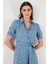 Desenli Regular Fit Yırtmaçlı Midi Boy Kemerli Gömlek Elbise Bayan Elbise 6782106 4
