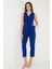 Slim Fit Düz Paça Kruvaze Yaka Kemerli Tulum Bayan Tulum 6783626 3