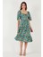 Desenli Oversize Fit Carmen Yaka Büzgü Detaylı Midi Boy Elbise Bayan Elbise 67810557 5
