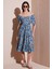 Desenli Oversize Fit Carmen Yaka Büzgü Detaylı Midi Boy Elbise Bayan Elbise 67810557 1