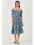 Desenli Oversize Fit Carmen Yaka Büzgü Detaylı Midi Boy Elbise Bayan Elbise 67810557 3