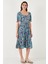 Desenli Oversize Fit Carmen Yaka Büzgü Detaylı Midi Boy Elbise Bayan Elbise 67810557 4