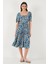 Desenli Oversize Fit Carmen Yaka Büzgü Detaylı Midi Boy Elbise Bayan Elbise 67810557 5