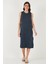 Regular Fit Bisiklet Yaka Yırtmaç Detaylı Basic Midi Elbise Bayan Elbise 5866160 4