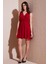 Regular Fit Kruvaze Yaka Bağlama Detaylı Şifon Mini Boy Elbise Bayan Elbise 6789075 2
