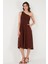 Regular Fit Tek Omuz Belden Açılan Gipeli Midi Boy Elbise Bayan Elbise 67810248 5
