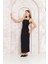 Kadın Siyah Gül Detaylı Bodycon Askılı Midi Elbise DM1053 4
