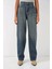 6689 Yüksek Bel Baggy Kot Pantolon - Indigo 2