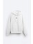 Beyaz Unisex Yüksek Baskılı Kapüşonlu Kanguru Cepli Oversize Hoodie 5