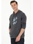 Erkek Antrasit Oversize Kapüşonlu Sweatshirt 3