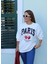 Beyaz Baskı Detay Sweatshirt 2
