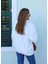 Beyaz Baskı Detay Sweatshirt 3