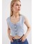 6797 Crop Kot Yelek - Mavi 1