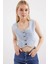 6797 Crop Kot Yelek - Mavi 5