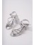 BA04571 Gümüş R Kız Çocuğu Taşlı Abiye Terlik ve 4 cm Topuklu Ayakkabı - 34 1