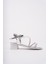 BA04571 Gümüş R Kız Çocuğu Taşlı Abiye Terlik ve 4 cm Topuklu Ayakkabı - 34 3