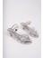 BA04571 Gümüş Kız Çocuğu 3 Taşlı Abiye Terlik ve 4 cm Topuklu Ayakkabı - 34 3