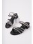 BA04571 Siyah Kız Çocuğu 3 Taşlı Abiye Terlik ve 4 cm Topuklu Ayakkabı - 35 1