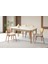 Ahşap Salon Yemek Masa Sandalye Takımı 4 Sandalyeli Ortadan Açılır Büyüyen Krem 70 x 120 cm 1