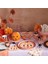 - Pink & Orange Stripy Pumpkin Plates - Pembe & Turuncu Çizgili Balkabağı Tabaklar (8'li) 2