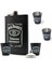 J4CK Daniels Metal Votka Viski Matarası 4 Adet Shot Bardağı Set Metal Matara Seti 4