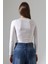 Bisiklet Yaka Uzun Kollu Altı Külotlu ve Çıt Çıtlı Kadın Atlet T-Shirt 21941 Ekru 4