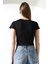 Soft Touch Bisiklet Yaka Kısa Kollu Crop Kesim Basic Düz Kadın T-Shirt 21974 Siyah 4