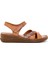 Kadın Taba Bilekten Bantlı Deri Comfort Sandalet 25SFD320618 1