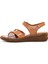 Kadın Taba Bilekten Bantlı Deri Comfort Sandalet 25SFD320618 2
